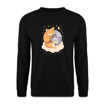 Cuddling Foxes Kawaii - Unisex Sweatshirt - black - Front - Alina (178cm) & Michal (187cm)