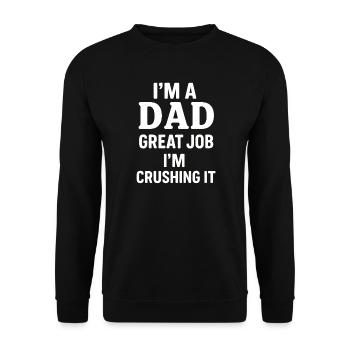 Stolzer Papa - zuverlässig und selbstbewusst - Unisex Pullover - Schwarz - Vorne - Alina (178cm) & Michal (187cm)