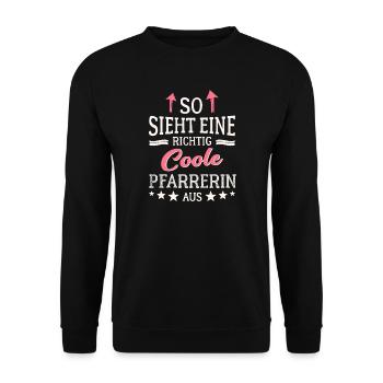 So sieht eine richtig coole Pfarrerin aus - Unisex Pullover - Schwarz - Vorne - Alina (178cm) & Michal (187cm)