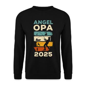 Pension 2025 Pensioner Fishing Pension Angler - Unisex Sweatshirt - black - Front - Alina (178cm) & Michal (187cm)