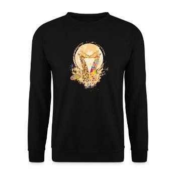 Bunte verliebte Giraffen im Graffiti Stil - Unisex Pullover - Schwarz - Vorne - Alina (178cm) & Michal (187cm)