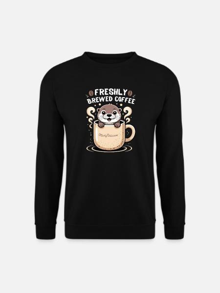 Entzückende Otter Frisch gebrühte Kaffeetasse - Unisex Pullover - Schwarz