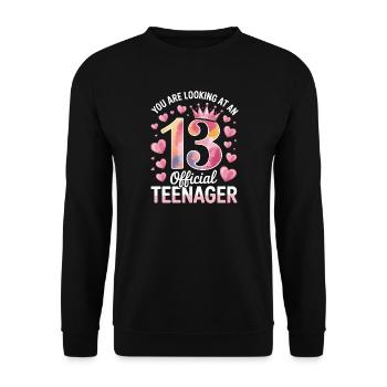 13th birthday teenager gift - Unisex Sweatshirt - black - Front - Alina (178cm) & Michal (187cm)