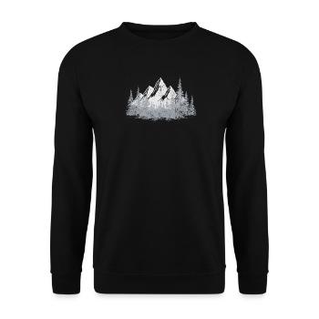 Ruhige Bergwald-Silhouette - Unisex Pullover - Schwarz - Vorne - Alina (178cm) & Michal (187cm)