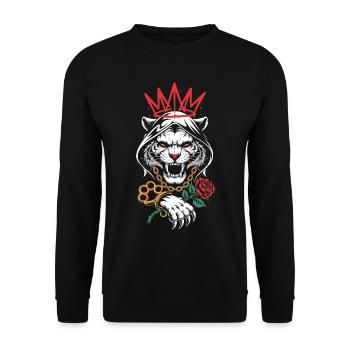 Gangster Tiger Crown Streetwear - Unisex Sweatshirt - black - Front - Alina (178cm) & Michal (187cm)