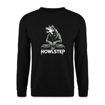 DJ Howlstep Wolf at the mixing desk Rave Vibes - Unisex Sweatshirt - black - Front - Alina (178cm) & Michal (187cm)
