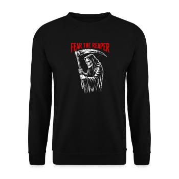 Fear the Reaper Skull Halloween - Unisex Sweatshirt - black - Front - Alina (178cm) & Michal (187cm)