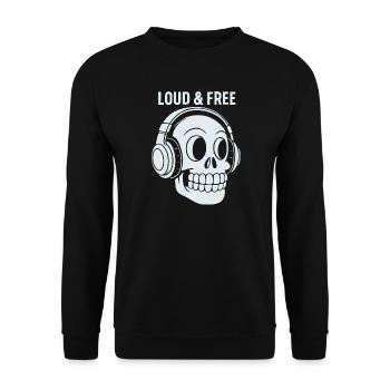 Skull Headphones Loud Free - Unisex Sweatshirt - black - Front - Alina (178cm) & Michal (187cm)