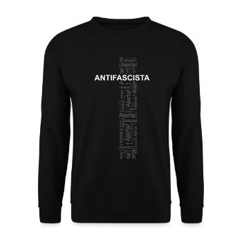 Alert! Antifascista! - Word art - Unisex Sweatshirt - black - Front - Alina (178cm) & Michal (187cm)