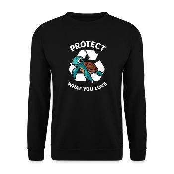 Schütze, was du liebst – Schildkröten-Schutz - Unisex Pullover - Schwarz - Vorne - Alina (178cm) & Michal (187cm)