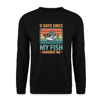 0 jours depuis que mon poisson m’a ignoré Amateur de poisson - Sweat-shirt Unisexe - noir - Devant - Alina (178cm) & Michal (187cm)