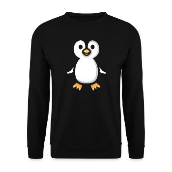 Süßer Cartoon-Pinguin Illustration - Unisex Pullover - Schwarz - Vorne - Alina (178cm) & Michal (187cm)