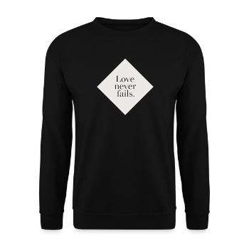 Unerschütterliche Liebe auf cremefarbenem Hintergrund - Unisex Pullover - Schwarz - Vorne - Alina (178cm) & Michal (187cm)
