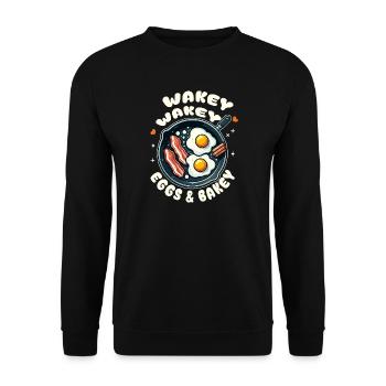 Réveil œufs et bacon dans la poêle - Sweat-shirt Unisexe - noir - Devant - Alina (178cm) & Michal (187cm)