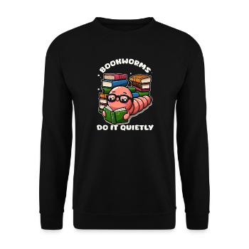 Cartoon-Buchliebhaber - Unisex Pullover - Schwarz - Vorne - Alina (178cm) & Michal (187cm)