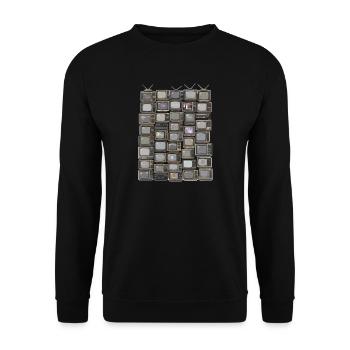 Retro TV Stack Collage - Unisex Sweatshirt - black - Front - Alina (178cm) & Michal (187cm)