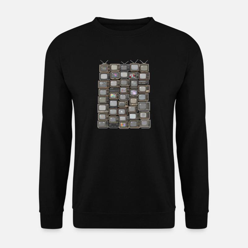 Retro Fernseh-Stack Collage - Unisex Pullover - Schwarz