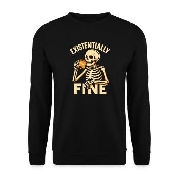 Existentially Fine Funny Coffee Skeleton Shirt - Unisex Sweatshirt - black - Front - Alina (178cm) & Michal (187cm)