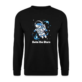 Weltraumhai Astronaut - Unisex Pullover - Schwarz - Vorne - Alina (178cm) & Michal (187cm)