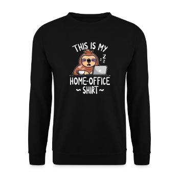 This Is My Home-Office Shirt Faultier - Unisex Pullover - Schwarz - Vorne - Alina (178cm) & Michal (187cm)