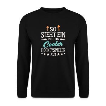 So sieht ein cooler Hockeyspieler aus Hockey - Unisex Pullover - Schwarz - Vorne - Alina (178cm) & Michal (187cm)