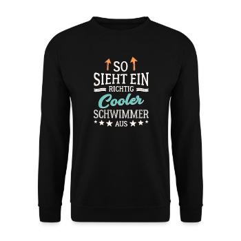 So sieht ein richtig cooler Schwimmer aus  - Unisex Pullover - Schwarz - Vorne - Alina (178cm) & Michal (187cm)