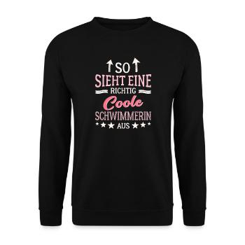 So sieht eine richtig coole Schwimmerin aus  - Unisex Pullover - Schwarz - Vorne - Alina (178cm) & Michal (187cm)