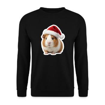 Cute guinea pig Christmas hat - Unisex Sweatshirt - black - Front - Alina (178cm) & Michal (187cm)