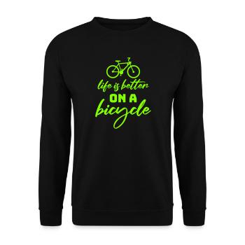 La vie est meilleure à vélo. Cyclisme Sport - Sweat-shirt Unisexe - noir - Devant - Alina (178cm) & Michal (187cm)