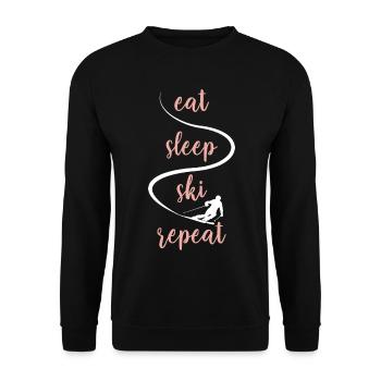 Eat Sleep Ski Repeat - Ski - Skiing Women - Unisex Sweatshirt - black - Front - Alina (178cm) & Michal (187cm)
