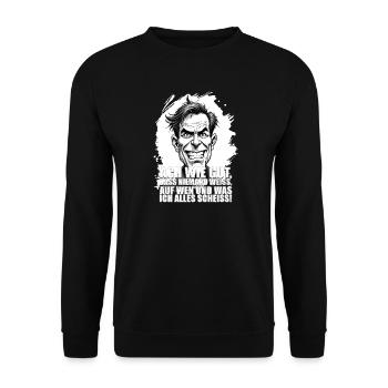 Ach wie gut, dass niemand weiß, worauf ich... - Unisex Pullover - Schwarz - Vorne - Alina (178cm) & Michal (187cm)