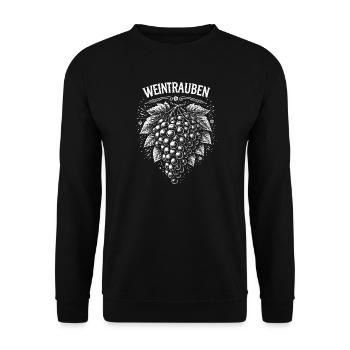 Weintrauben Cluster – Vintage Print - Unisex Pullover - Schwarz - Vorne - Alina (178cm) & Michal (187cm)