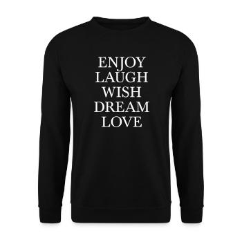 Positive Lebensweisheiten Typo Poster - Unisex Pullover - Schwarz - Vorne - Alina (178cm) & Michal (187cm)