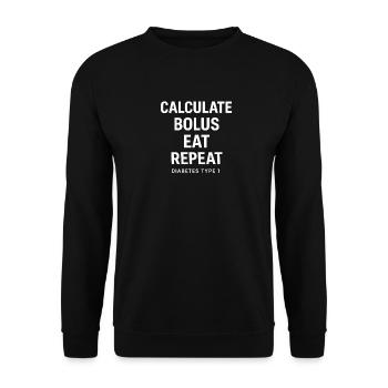 Berechnen Bosul Wiederholen Weiß Essen – Typ-1-Diabetes - Unisex Pullover - Schwarz - Vorne - Alina (178cm) & Michal (187cm)