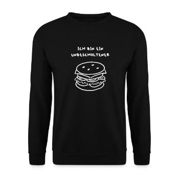 Burger Hamburger Cheeseburger cool Quote Bürohumor - Unisex Pullover - Schwarz - Vorne - Alina (178cm) & Michal (187cm)