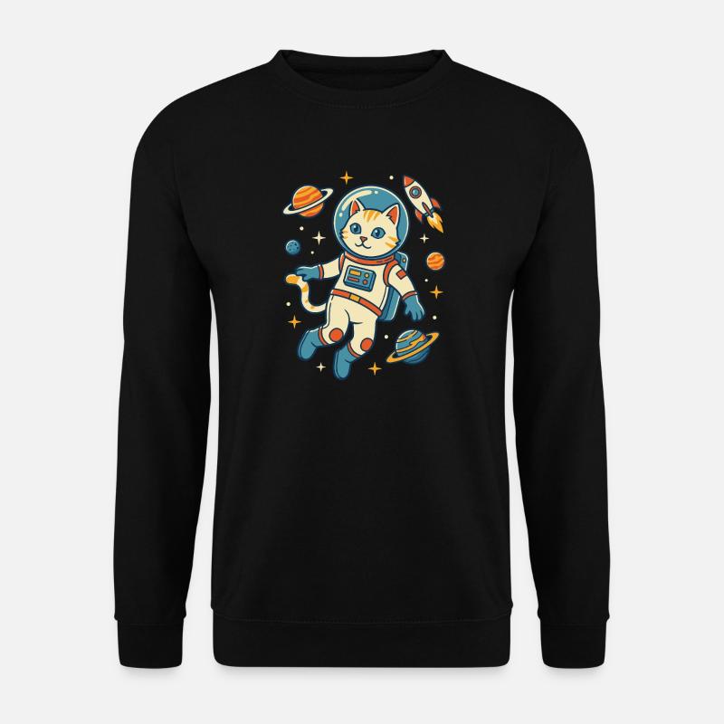 Chat astronaute dans l’espace - Sweat-shirt Unisexe - noir