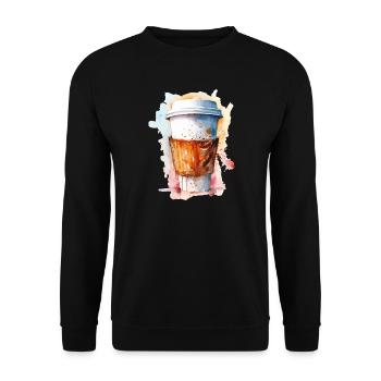 Watercolor ToGo Coffee - Unisex Sweatshirt - black - Front - Alina (178cm) & Michal (187cm)