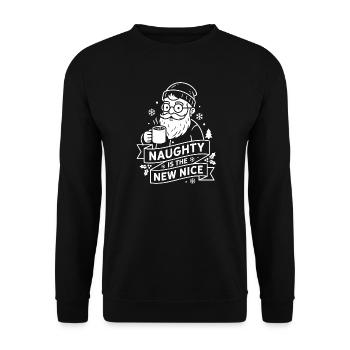 Naughty Is the New Nice Weihnachts Humor - Unisex Pullover - Schwarz - Vorne - Alina (178cm) & Michal (187cm)
