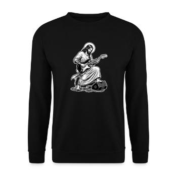 Guitar Jesus – lustiges christliches Rock-Meme - Unisex Pullover - Schwarz - Vorne - Alina (178cm) & Michal (187cm)