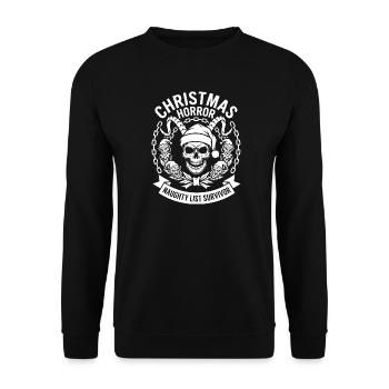 Christmas Horror Skull: Naughty List Survivor - Unisex Sweatshirt - black - Front - Alina (178cm) & Michal (187cm)
