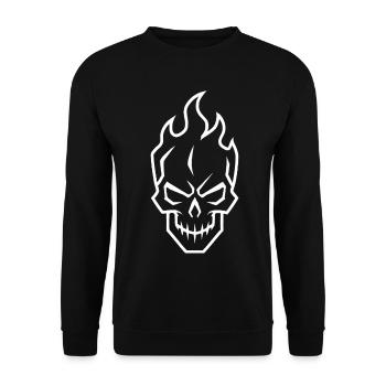 Flaming Skull Silhouette Gamer Icon - Unisex Sweatshirt - black - Front - Alina (178cm) & Michal (187cm)