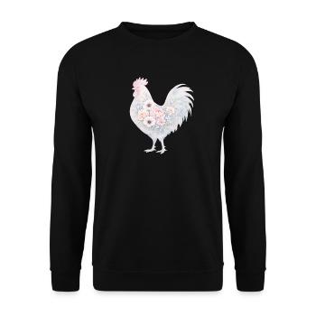 Hahn Blumen Aquarell - Unisex Pullover - Schwarz - Vorne - Alina (178cm) & Michal (187cm)
