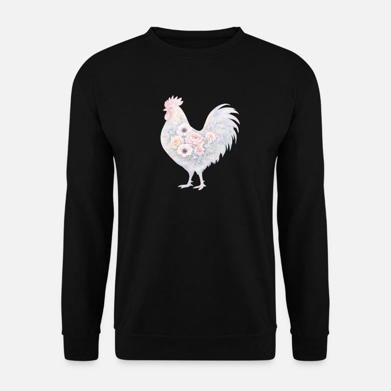 Hahn Blumen Aquarell - Unisex Pullover - Schwarz