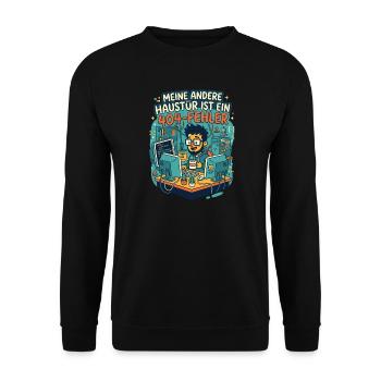 Programmierer 404 Fehler Humor - Unisex Pullover - Schwarz - Vorne - Alina (178cm) & Michal (187cm)