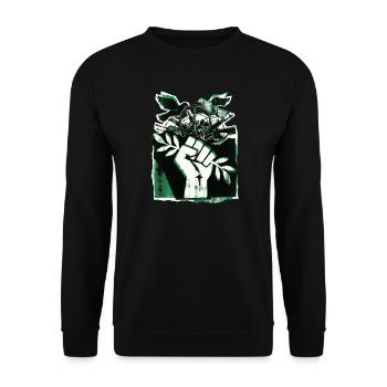 Against War Peace Fist - Unisex Sweatshirt - black - Front - Alina (178cm) & Michal (187cm)