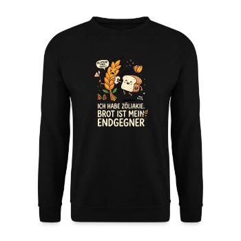 Zöliakie Brot Gegner Humor Design - Unisex Pullover - Schwarz - Vorne - Alina (178cm) & Michal (187cm)