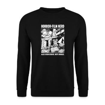 Horror-Film Nerd Alles schon gesehen - Unisex Pullover - Schwarz - Vorne - Alina (178cm) & Michal (187cm)