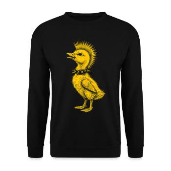 Punk Küken Irokese Tier Shirt - Unisex Pullover - Schwarz - Vorne - Alina (178cm) & Michal (187cm)