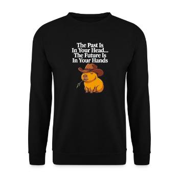 Cowboy Capybara Future - Mème de citation motivationnelle - Sweat-shirt Unisexe - noir - Devant - Alina (178cm) & Michal (187cm)