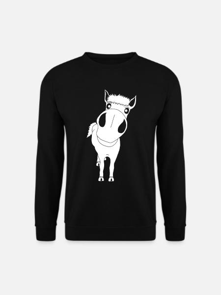 Close-up of a horse (white) - Unisex Sweatshirt - black